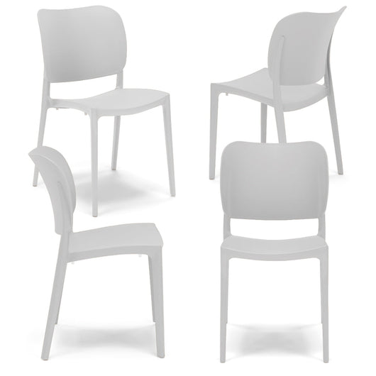 Set 4 sedie in polipropilene 100% MADE IN ITALY ORBITA, impilabile, resistente ai raggi UV, design moderno, ideale per sala da pranzo, cucina, sala d’attesa, bar, ristoranti o giardino colore Bianco