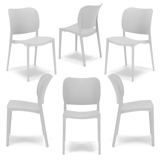 Set 6 sedie in polipropilene MADE IN ITALY ORBITA, impilabile, resistente ai raggi UV, design moderno, ideale per sala da pranzo, cucina, sala d’attesa, bar, ristoranti o giardino, colore Antracite