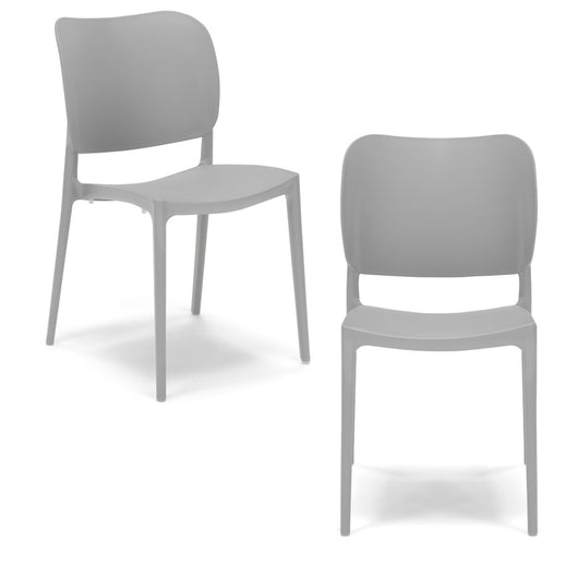 Set 2 sedie in polipropilene 100% MADE IN ITALY ORBITA, impilabile, resistente ai raggi UV, design moderno, ideale per sala da pranzo, cucina, sala d’attesa, bar, ristoranti o giardino colore Cemento