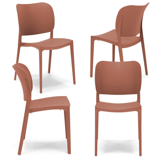 Set 4 sedie in polipropilene 100% MADE IN ITALY ORBITA, impilabile, resistente ai raggi UV, design moderno, ideale per sala da pranzo, cucina, sala d’attesa, bar, ristoranti o giardino colore Terracotta