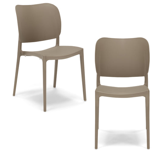 Set 2 sedie in polipropilene MADE IN ITALY ORBITA, impilabile, resistente ai raggi UV, design moderno, ideale per sala da pranzo, cucina, sala d’attesa, bar, ristoranti o giardino, colore Tortora