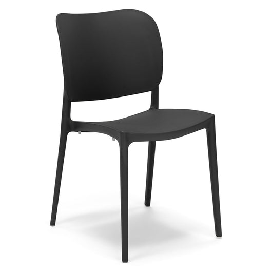 Set 4 sedie in polipropilene 100% MADE IN ITALY ORBITA, impilabile, resistente ai raggi UV, design moderno, ideale per sala da pranzo, cucina, sala d’attesa, bar, ristoranti o giardino colore Grigio Antracite