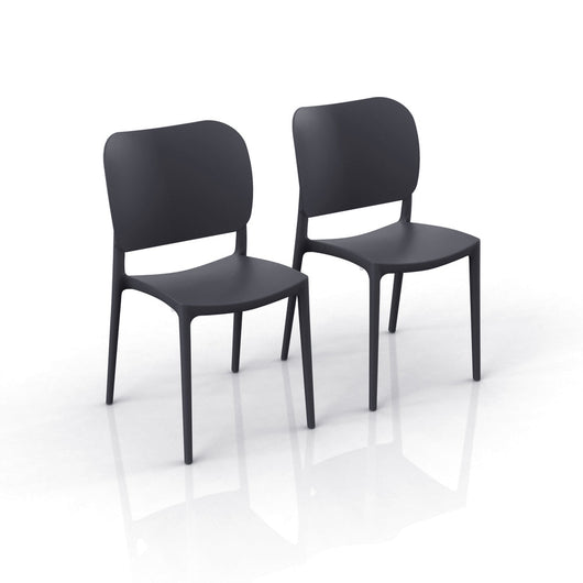 Set 2 sedie in polipropilene 100% MADE IN ITALY ORBITA, impilabile, resistente ai raggi UV, design moderno, ideale per sala da pranzo, cucina, sala d’attesa, bar, ristoranti o giardino colore Grigio Antracite