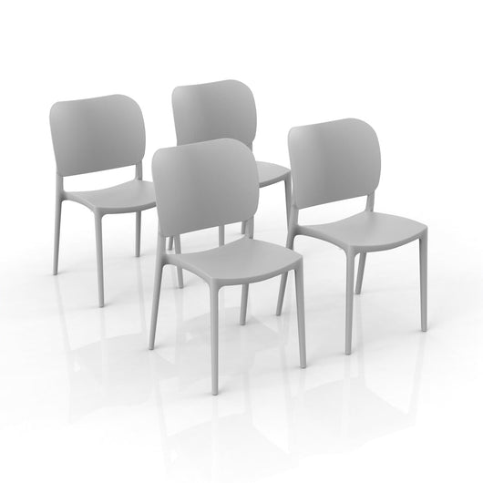 Set 4 sedie in polipropilene 100% MADE IN ITALY ORBITA, impilabile, resistente ai raggi UV, design moderno, ideale per sala da pranzo, cucina, sala d’attesa, bar, ristoranti o giardino colore Cemento