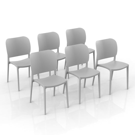 Set 6 sedie in polipropilene 100% MADE IN ITALY ORBITA, impilabile, resistente ai raggi UV, design moderno, ideale per sala da pranzo, cucina, sala d’attesa, bar, ristoranti o giardino colore Cemento