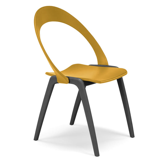 Sedia in tecnopolimero Orchidea colore Senape, 100% MADE IN ITALY, gambe Antracite, impilabile, design moderno ideale per sala da pranzo, cucina, soggiorno, ufficio, camera per bambini