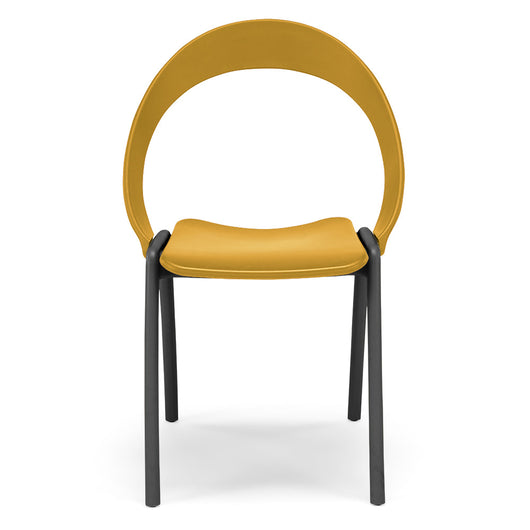 Sedia in tecnopolimero Orchidea colore Senape, 100% MADE IN ITALY, gambe Antracite, impilabile, design moderno ideale per sala da pranzo, cucina, soggiorno, ufficio, camera per bambini