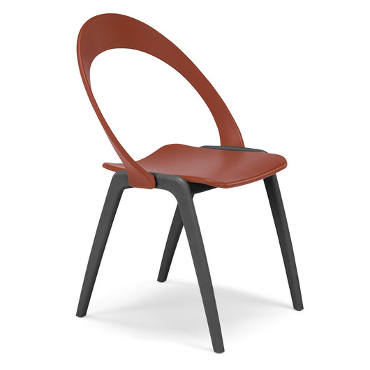 Set 4 sedie in tecnopolimero Orchidea colore Mattone, 100% MADE IN ITALY, gambe Antracite, impilabile, design moderno ideale per sala da pranzo, cucina, soggiorno, ufficio, camera per bambini