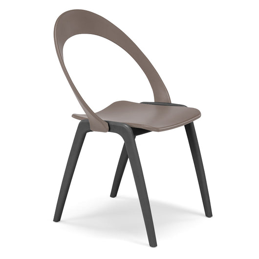Sedia in tecnopolimero Orchidea colore Tortora, 100% MADE IN ITALY, gambe Antracite, impilabile, design moderno ideale per sala da pranzo, cucina, soggiorno, ufficio, camera per bambini