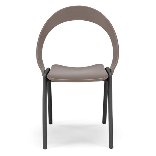 Sedia in tecnopolimero Orchidea colore Tortora, 100% MADE IN ITALY, gambe Antracite, impilabile, design moderno ideale per sala da pranzo, cucina, soggiorno, ufficio, camera per bambini