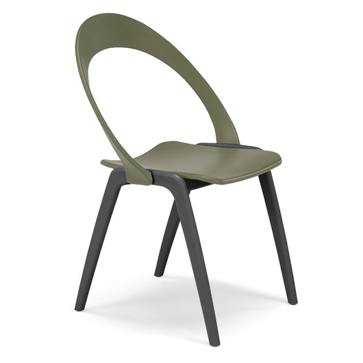Sedia in tecnopolimero Orchidea colore Verde Oliva, 100% MADE IN ITALY, gambe Antracite, impilabile, design moderno ideale per sala da pranzo, cucina, soggiorno, ufficio, camera per bambini