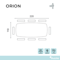 Orion,  Tavolo fisso   (110cm X 220cm H. 76cm) | Duzzle