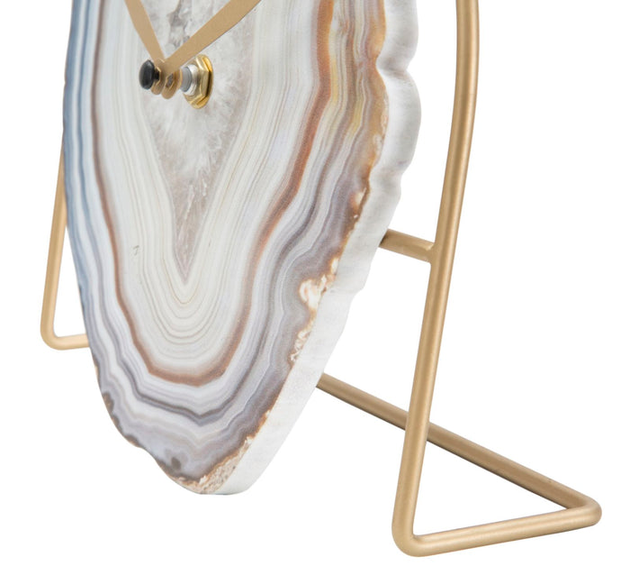 Orologio da tavolo Twin in metallo dorato 20x7x19,5 cm