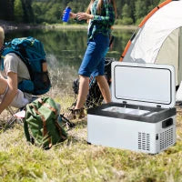 Frigo Portatile Elettrico 20L da 12 Volt con Maniglia e Schermo LCD, 61x32x28.5cm, Bianco