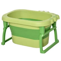 Vaschetta Bagnetto Pieghevole per Bimbi 0-6 Anni in Plastica Antiscivolo Verde, 75.3x55.4x43cm