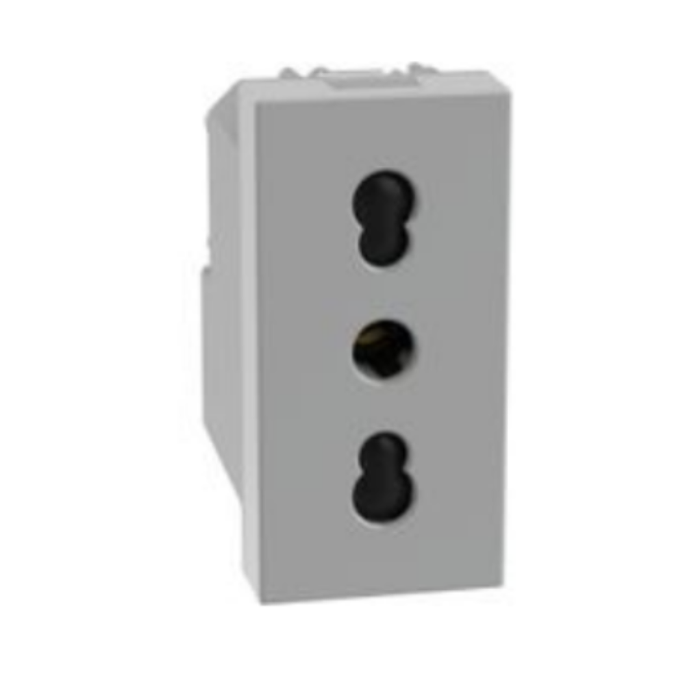 Bticino matixgo presa bipasso 2p+t 16a 250vac con interasse 19 e 26 mm *** colore grigio, confezione 1