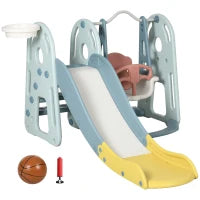 Set da Gioco 5 Anni max con Altalena per Bambini, Scivolo per Bambini, Canestro Basket e Scaletta, in HDPE e PP