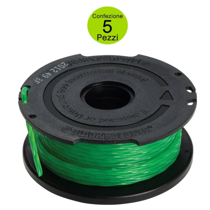 Multipack da 5 rocchetti a filo nylon a6482-xj da 10 metri black+decker