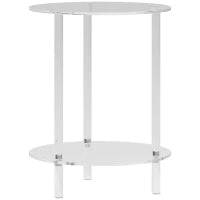 Tavolino Basso Rotondo a 2 Livelli in Acrilico per Interni, Ø40x50 cm, Trasparente