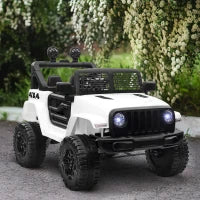 Macchina Elettrica per Bambini Jeep Fuoristrada con Telecomando e 2 Velocità, 100x65x72 cm, Bianco