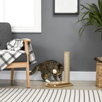 Tiragraffi per Gatti 4kg max in Truciolato e Iuta con Palline da Gioco Incluse, 35x23x40 cm, color Rovere