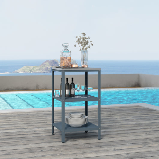 Bancone da Giardino Bolognano in Acciaio con Ripiani 92x50x50 cm Argentato / Grigio opaco casa.pro