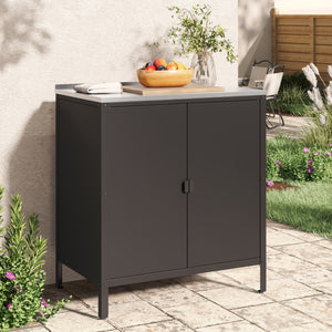 Armadietto da Giardino Bolognano 92 x 80 x 50 cm Acciaio - Nero Opaco - casa.pro