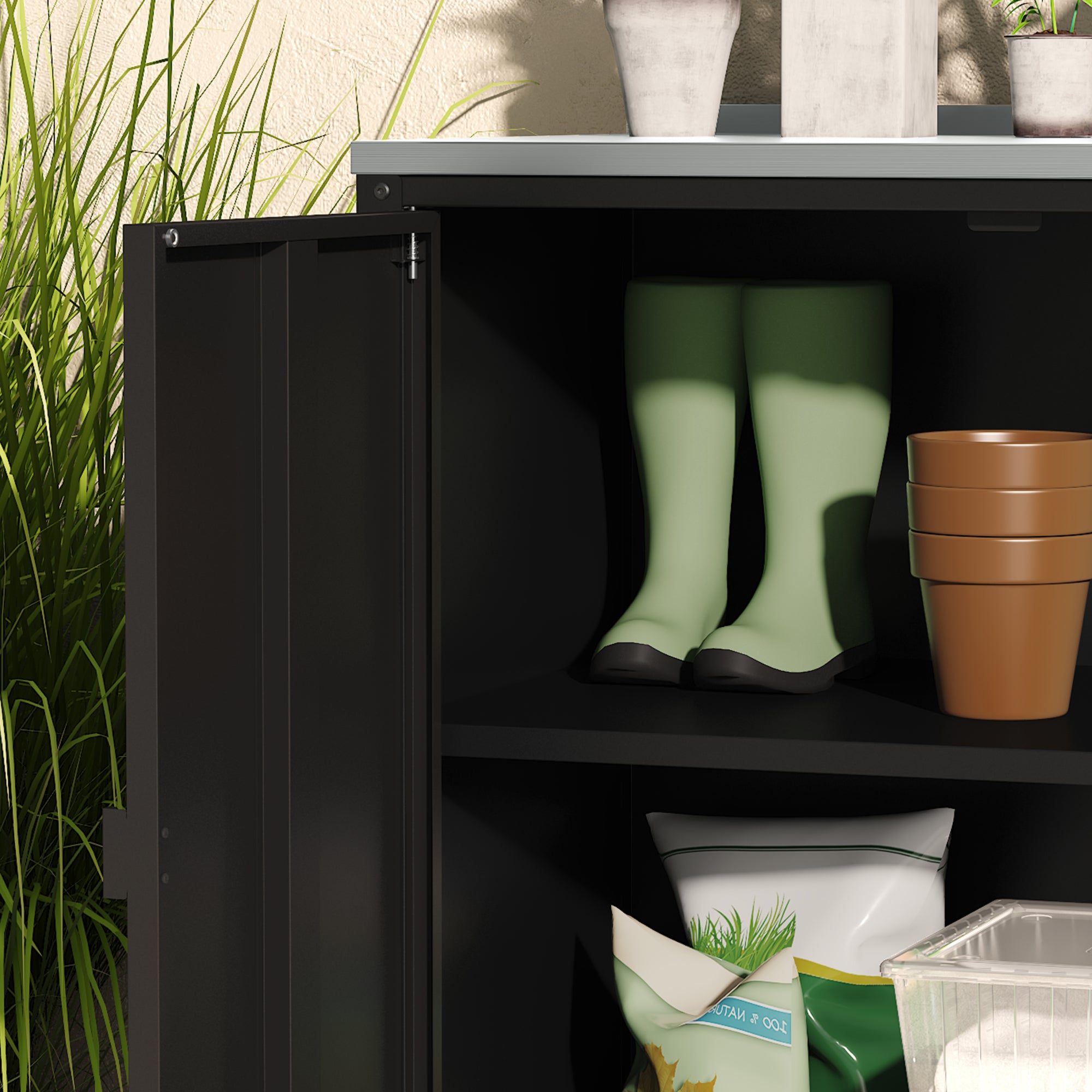 Armadietto da Giardino Bolognano 92 x 80 x 50 cm Acciaio - Nero Opaco - casa.pro