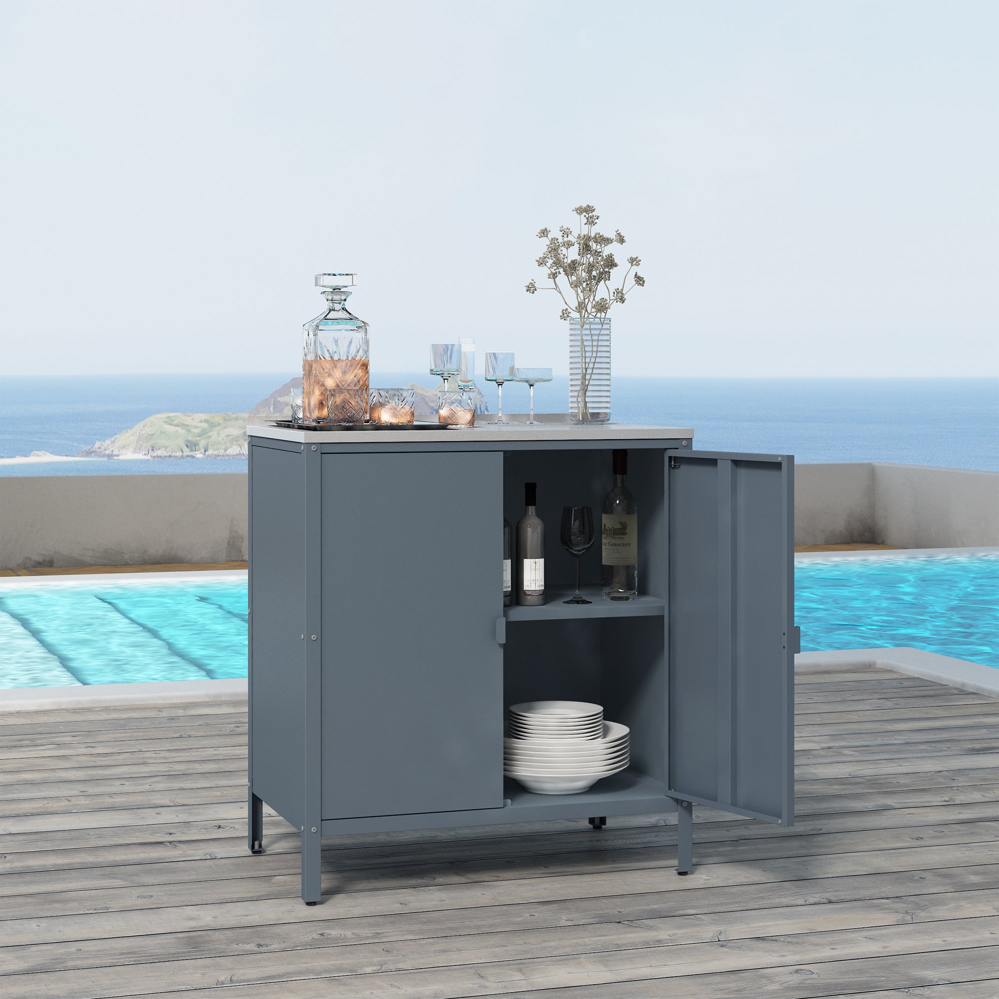 Armadietto da Giardino Bolognano 92 x 80 x 50 cm Acciaio - Grigio Scuro Opaco - casa.pro