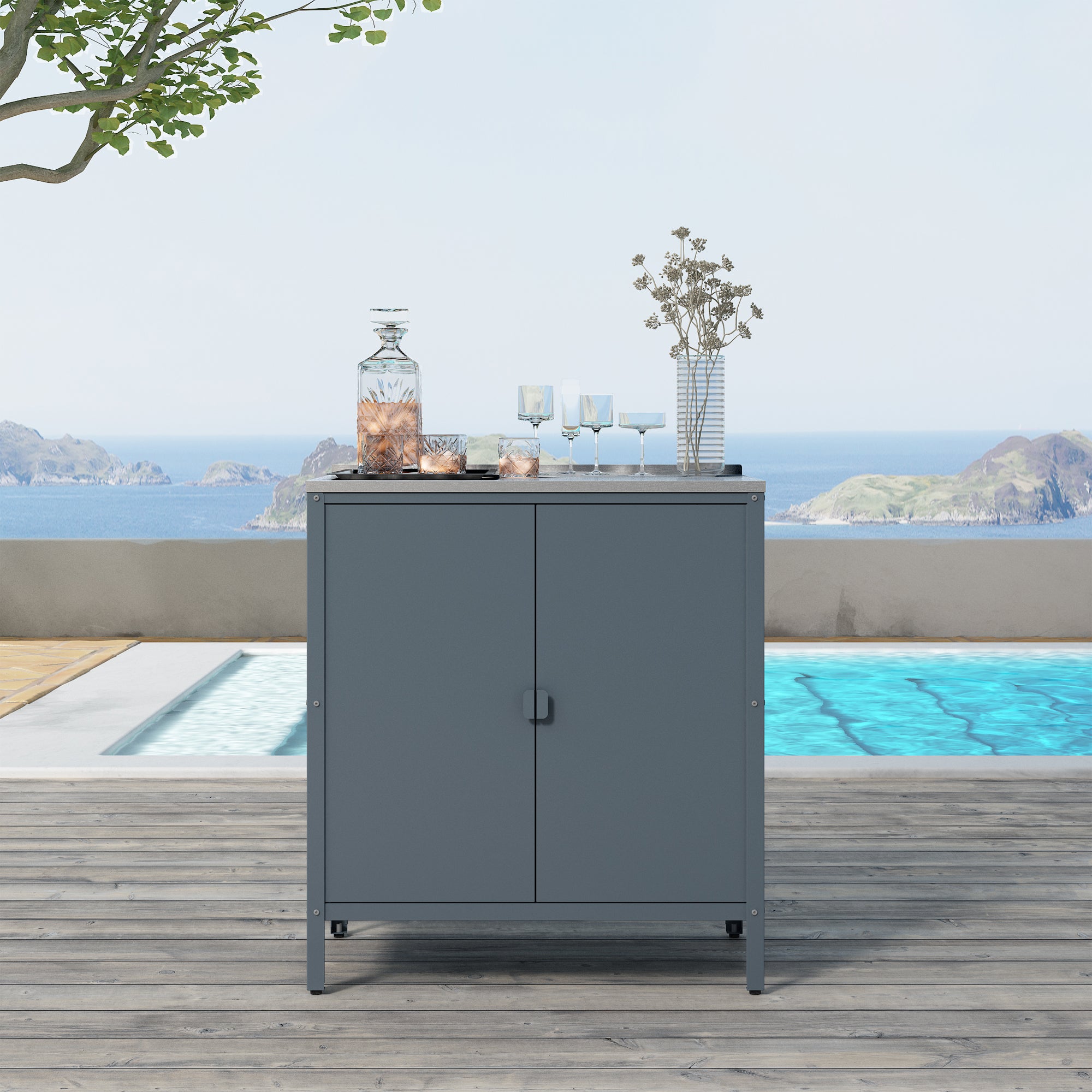 Armadietto da Giardino Bolognano 92 x 80 x 50 cm Acciaio - Grigio Scuro Opaco - casa.pro