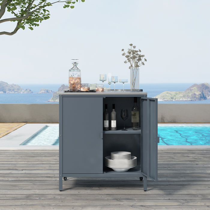 Armadietto da Giardino Bolognano 92 x 80 x 50 cm Acciaio - Grigio Scuro Opaco - casa.pro