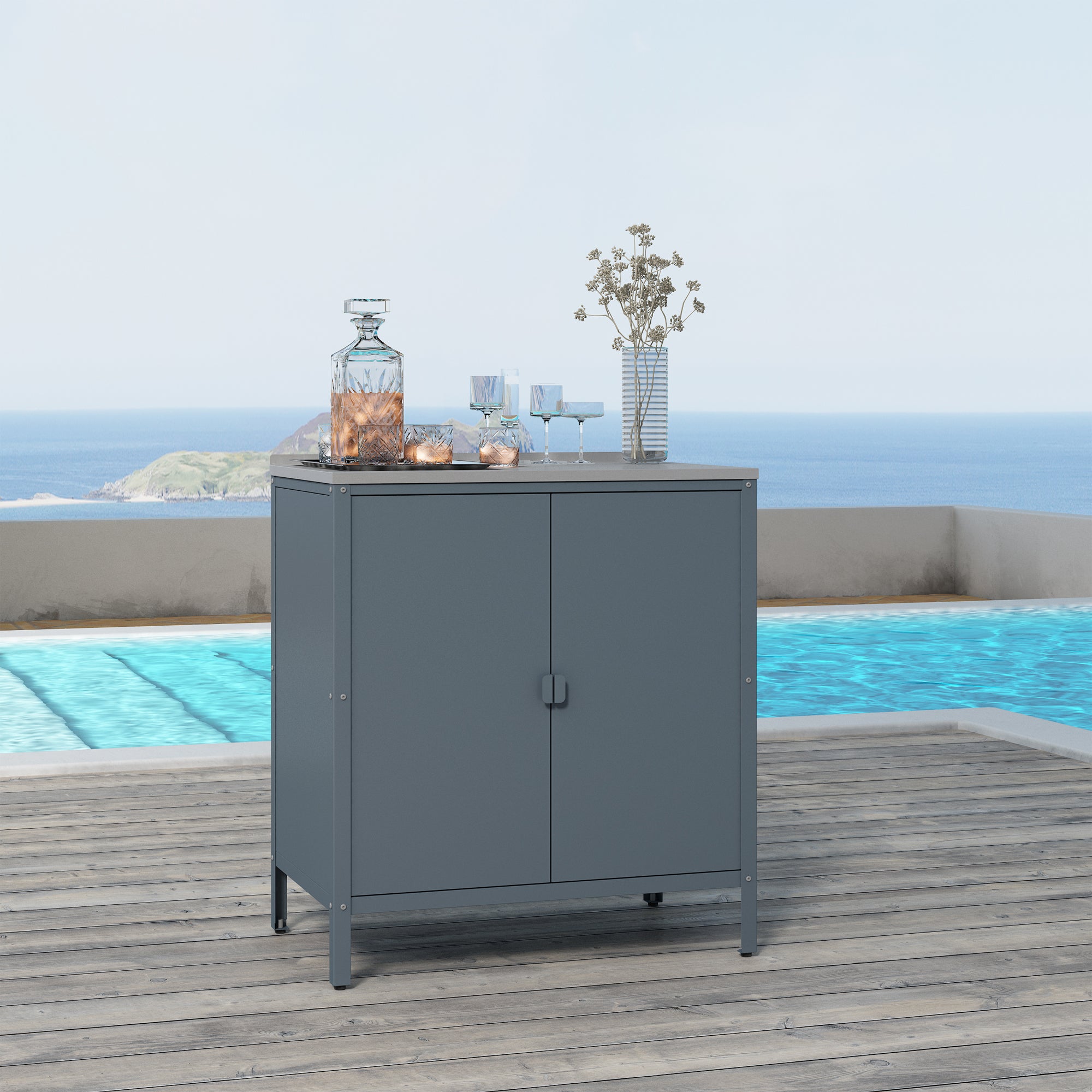 Armadietto da Giardino Bolognano 92 x 80 x 50 cm Acciaio - Grigio Scuro Opaco - casa.pro