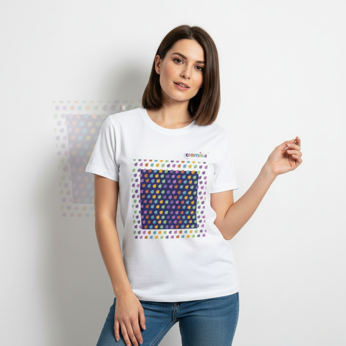 T-shirt cromika arte e colore in cotone naturale *** misura large - l, modello colorful drops, confezione 1