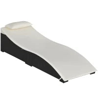 Lettino Sdraio Prendisole Pieghevole in Rattan Sintetico con Poggiatesta Rimovibile per Giardino, Terrazzo ed Esterni, 198x68x50cm