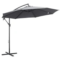 Ombrellone Decentrato Ottogonale Pieghevole Ø3 m, Ombrellone da Giardino con Base a Croce, Ø295 x 255H cm, Grigio