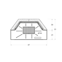 Camino a legna prefabbricato in ghisa con focolare aperto su due lati m100tghj2l