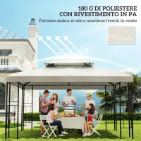 Copertura per Gazebo da Giardino Tetto Sostitutivo Anti-UV Impermeabile in Poliestere 3x4m, Beige