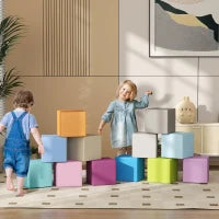 Set 12 Cubi Giocattolo Morbidi per Bambini 12-36 Mesi in PU ed EPE, 20x20x20cm, Multicolore