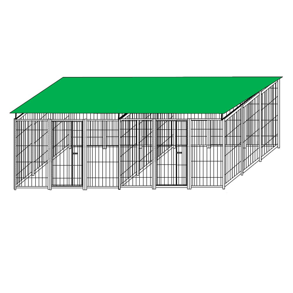 2 box per cani in linea in rete con copertura ciascuno da 3x3 metri con zincatura a caldo