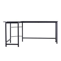 Scrivania a L per Casa e Ufficio ad Angolo Piedini Regolabili per Lavoro, Studio o Gaming Nera Pannello Truciolare di Grado E1, Metallo 168Lx120P x75Acm