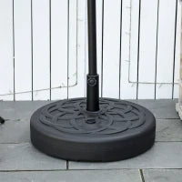 Base per Ombrellone Rotonda in Plastica Riempibile con Acqua e Sabbia per Pali da 38-48 mm, Ø56 cm, Nero