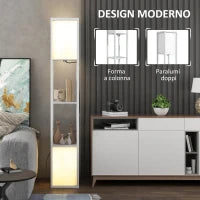 Lampada da Terra Moderna con 2 Paralumi e 2 Ripiani per Lampadine E27 Max. 40W, 26x26x156 cm, Bianco