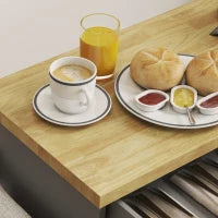 Carrello da Cucina in Legno con Cassetto, Portaspezie e Armadietto, 109x40x89 cm, Grigio e Color Legno