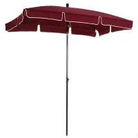 Ombrellone da Giardino Rettangolare e Regolabile con Palo in Alluminio, 2x1.3x2.5 m, Rosso Vino