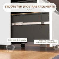 Mobiletto da Ufficio a 3 Cassetti con Barra Regolabile e Vassoio, in Acciaio, 37x43.5x60 cm, Bianco