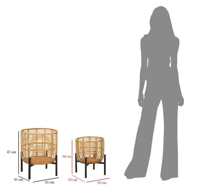 P/VASI RATTAN COPPIA CM � 41X47-33X39