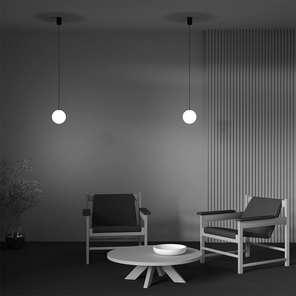 Lampadario A Sospensione Moderno Luna Alluminio Nero Luce Led Integrato 5W Calda