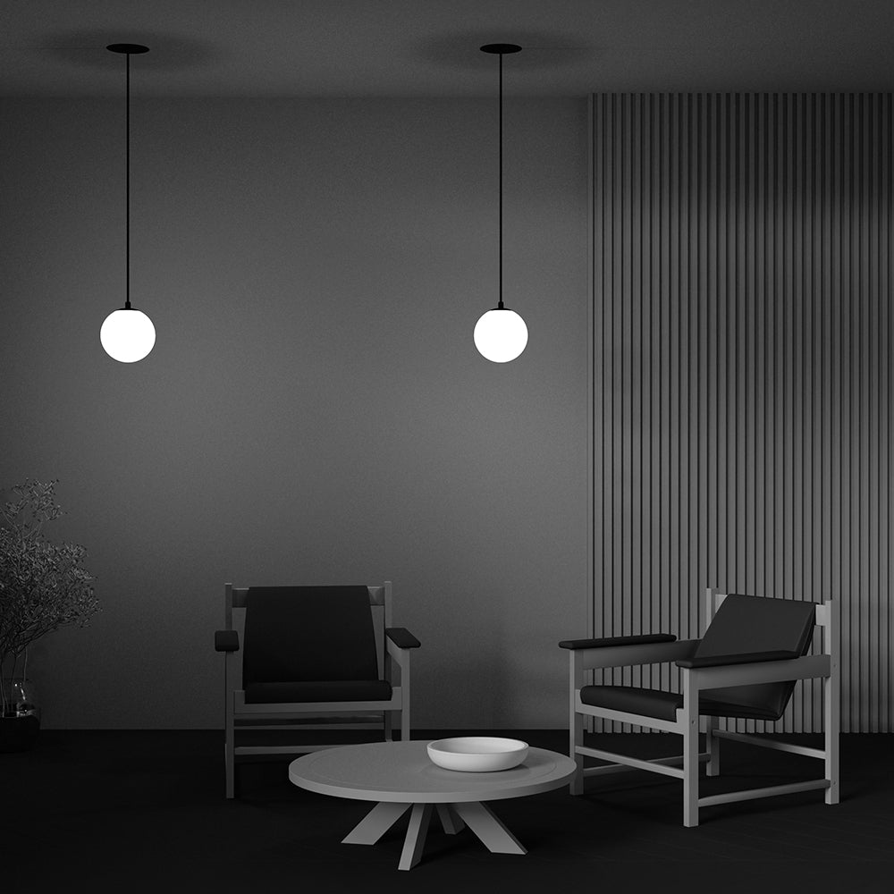 Lampadario Sospensione Moderno Luna Alluminio Nero Led Integrato 5W Calda