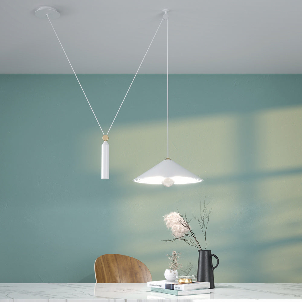 Lampadario A Sospensione Moderno Peso Metallo Bianco 1 Luce E27 60W
