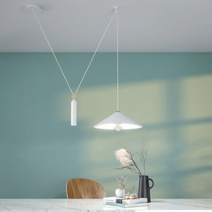 Lampadario A Sospensione Moderno Peso Metallo Bianco 1 Luce E27 60W
